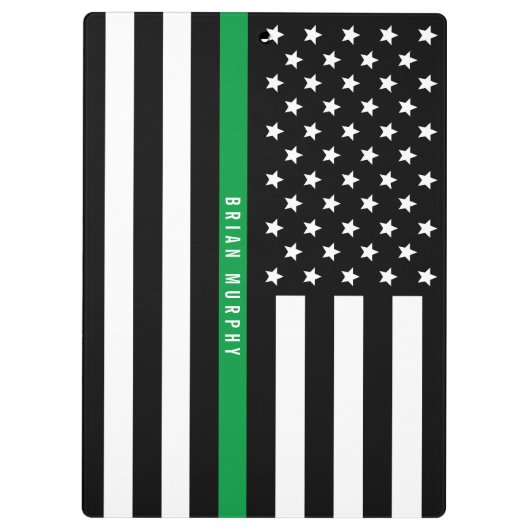 Militaire dunne groene lijn Amerikaanse vlaggennaa Klembord (Achterkant)