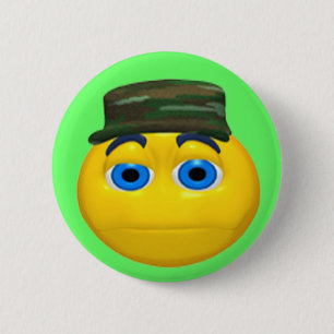 Militaire Funny Face Birthday Button