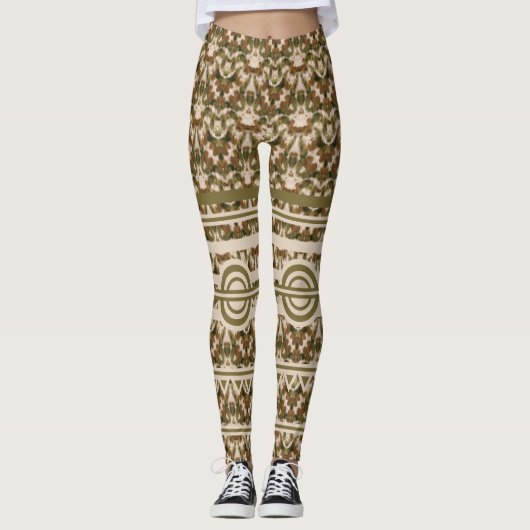 Militaire Groen Bruin Beige Leggings (Voorkant)