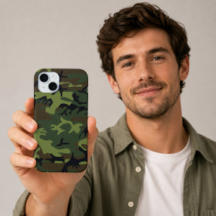Militaire groene camouflage iPhone 15 Plus Mini Hoesje