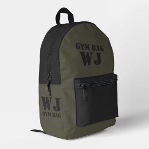 Militaire groene gymtas met eigen naam bedrukte rugzak