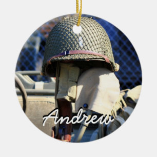 Militaire helm gepersonaliseerde versiering keramisch ornament