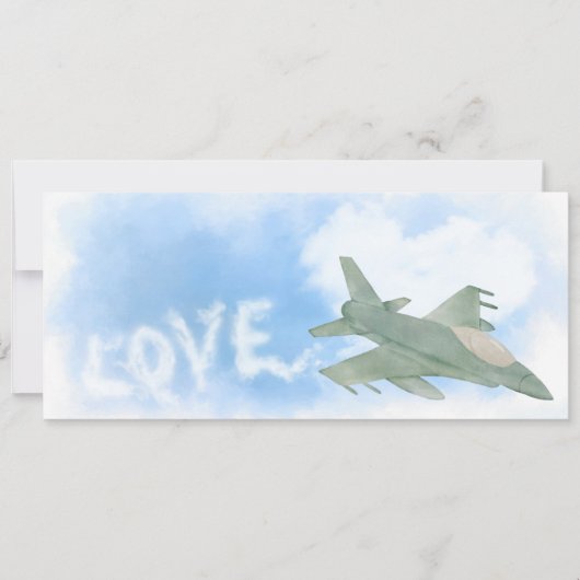 Militaire jager Jet Love Jet Stream Wedding Save The Date (Voorkant)