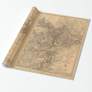 Militaire kaart N.E. Virginia met Forts & Roads 18 Cadeaupapier
