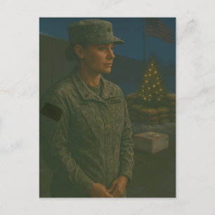 Militaire Kerst Vrouwelijke Soldaat Eer Ansichtkaa Feestdagenkaart