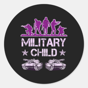 Militaire Kind Maand Voor Kinderen Paarse Up Camo  Ronde Sticker