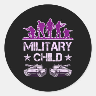 Militaire Kind Maand Voor Kinderen Paarse Up Camo  Ronde Sticker