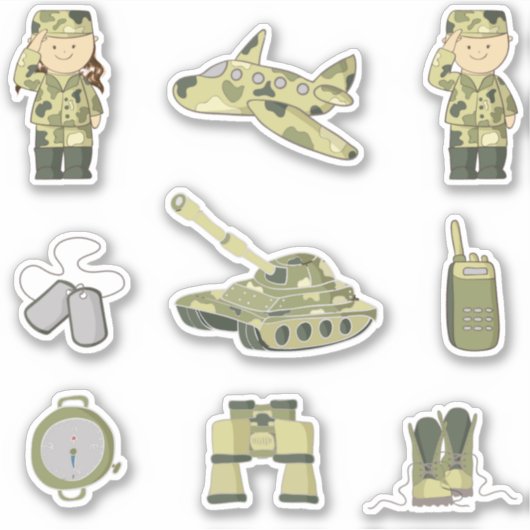 Militaire Kinder educatieve Groene Camo Sticker (Voorkant)