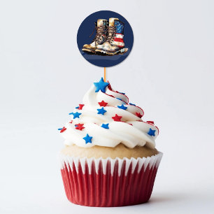 Militaire laarzen US Flag BLUE Going Away Party Pi Ronde Sticker