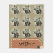 Militaire neushoorn Groene Print Fleece Deken (Voorkant)