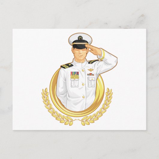 Militaire officier bij Salute Gesture Briefkaart (Voorkant)