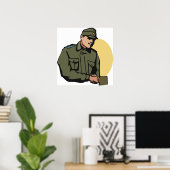 Militaire officier retro leger soldaat poster (Thuiskantoor)