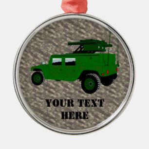 Militaire offroad truck slepen raketwerper metalen ornament