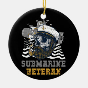 Militaire Onderzeeboot Veteraan Skull Captai Keramisch Ornament
