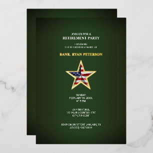Militaire Pensioenpartij - USA Star Green Uitnodig Folie Feestdagenkaart