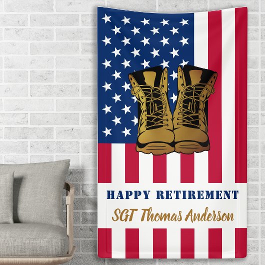 Militaire pensionering Amerikaanse vlaggelboeken Spandoek