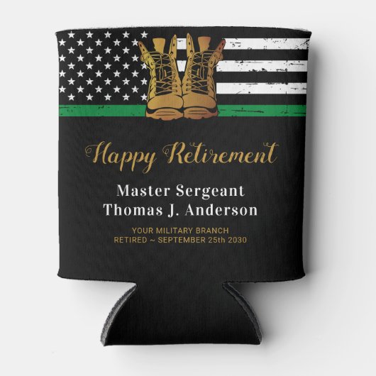 Militaire pensionering Thin Green Line Flag Army Blikjeskoeler (Voorkant)