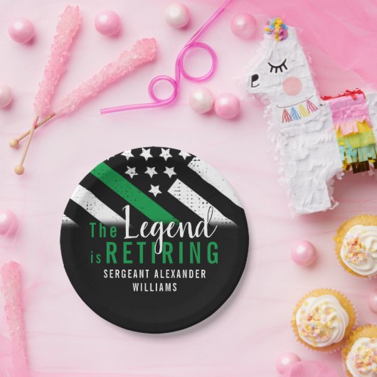 Militaire pensionering Thin Green Line Flag Army Papieren Bordje (Feest)