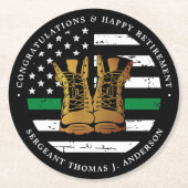 Militaire pensionering Thin Green Line Flag Army Ronde Kartonnen Onderzetter (Voorkant)