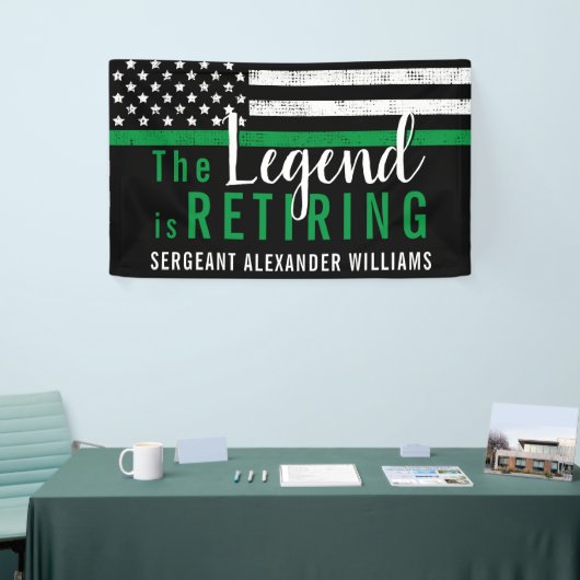 Militaire pensionering Thin Green Line Flag Army Spandoek (Beurs)