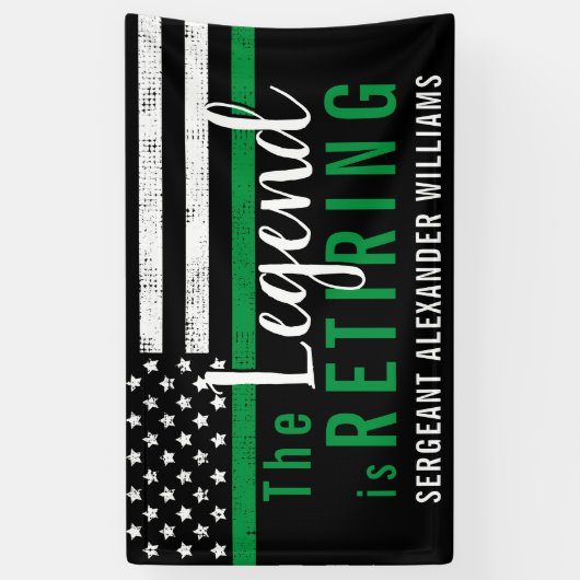 Militaire pensionering Thin Green Line Flag Army Spandoek (Verticaal)