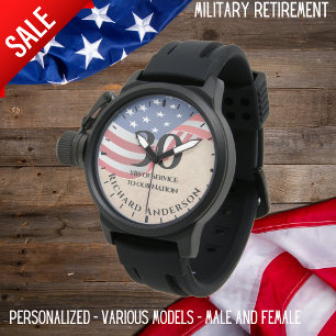 Militaire pensionering US Flag Army Navy Airforce  Horloge