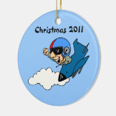 Militaire piloot in Jet Christmas Keramisch Ornament (Links)