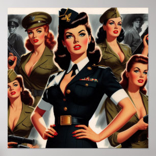 Militaire Pin-up Poster