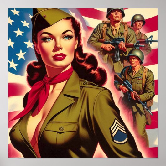 Militaire Pin-up Poster (Voorkant)