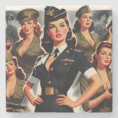  Militaire Pin-up Stenen Onderzetter (Voorkant)