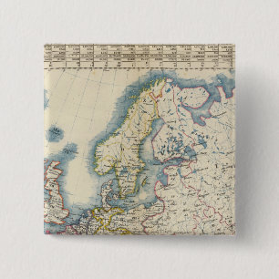 Militaire politieke kaart van Europa Vierkante Button 5,1 Cm
