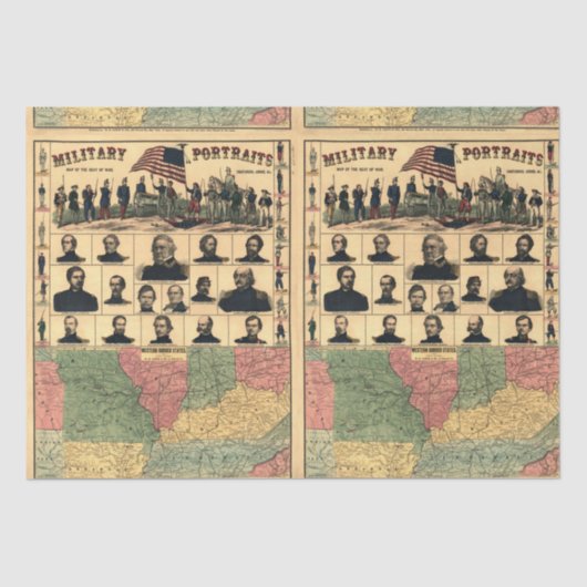Militaire portretten uit de burgeroorlog, hersteld tissuepapier (Voorkant)