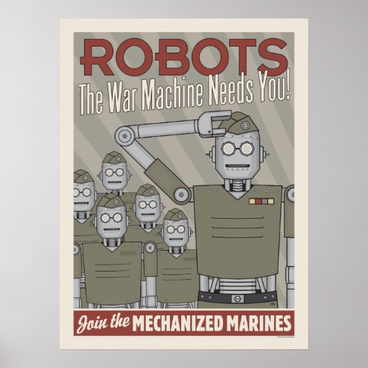 Militaire propaganda tegen  stijl Robot Poster (Voorkant)