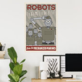 Militaire propaganda tegen  stijl Robot Poster (Thuiskantoor)