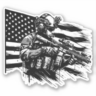 Militaire soldaat Amerikaanse vlag Patriottische k Sticker