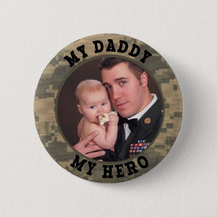Militaire soldaat Mijn vader Mijn aangepaste foto Ronde Button 5,7 Cm