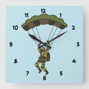 Militaire soldaat/Paratrooper Vierkante Klok