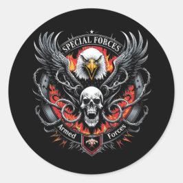 Militaire strijdkrachten enthousiast grafisch ontw ronde sticker