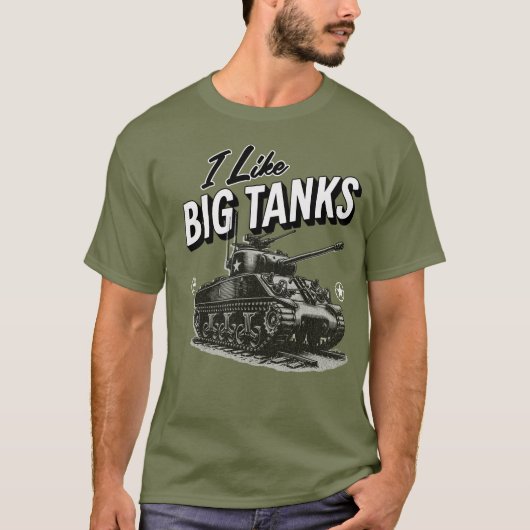 Militaire tank T-shirt Ik hou van grote tanks WW2 (Voorkant)