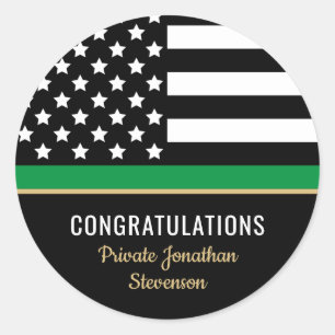 Militaire Thin Green Line American Flag Congrates Ronde Sticker