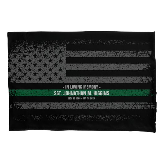 Militaire Thin Green Line American Flag Kussensloop (Voorkant)