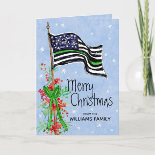 Militaire Thin Green Line Flag Merry Kerstmis Feestdagen Kaart