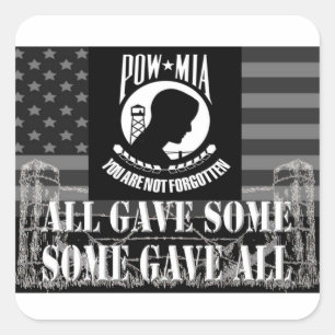 Militaire trekkers "POW-MIA" Vierkante Sticker