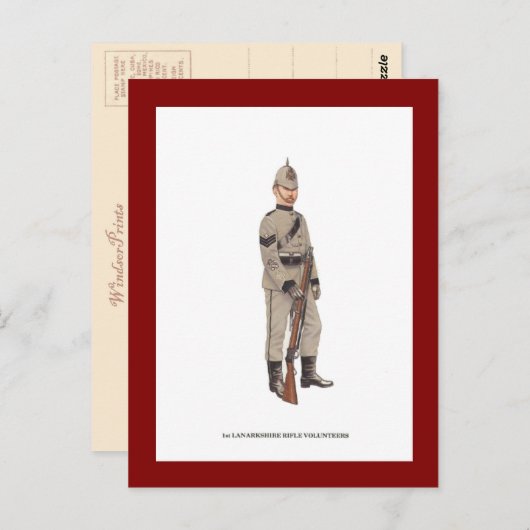 militaire uniformen, 1st Lanarkshire Rifle Briefkaart (Voorkant / Achterkant)
