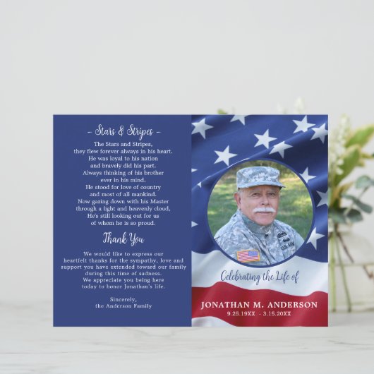 Militaire USA Drapeau Programme de funérailles du (Debout devant)