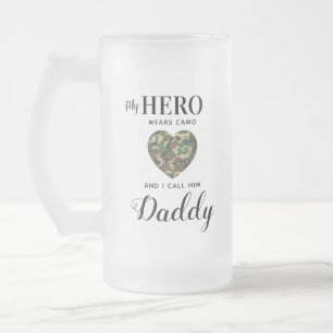 Militaire vader Mijn Hero draagt Camo Fathers Dag  Matglas Bierpul