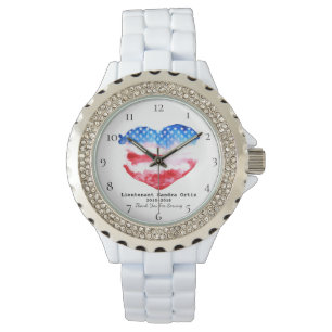 *~* Militaire veteraan Mam Red White Blue Heart Vl Horloge