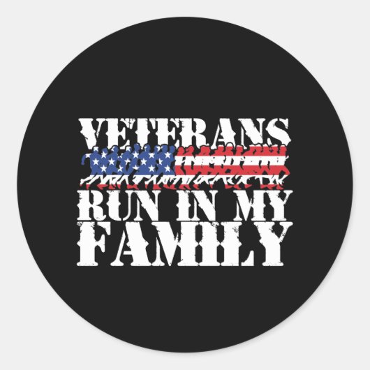 Militaire veteranen rennen in mijn familie - renne ronde sticker (Voorkant)
