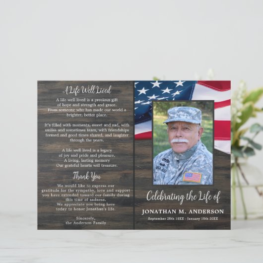 Militaire Viering Life Budget Begrafenisprogramma (Staand voorkant)