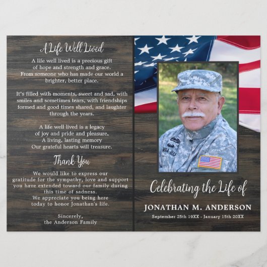 Militaire Viering Life Budget Begrafenisprogramma (Voorkant)